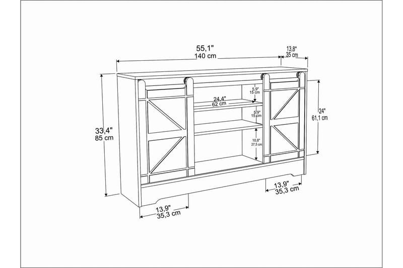 OBURUS Tv-bänk 140x85 cm Brun - Möbler - Vardagsrum - Tv-möbler & mediamöbler - Tv-bänkar