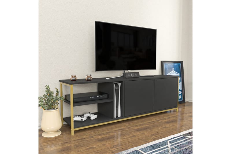 OBURUS Tv-bänk 160x50,8 cm Antracit - Möbler - Vardagsrum - Tv-möbler & mediamöbler - Tv-bänkar