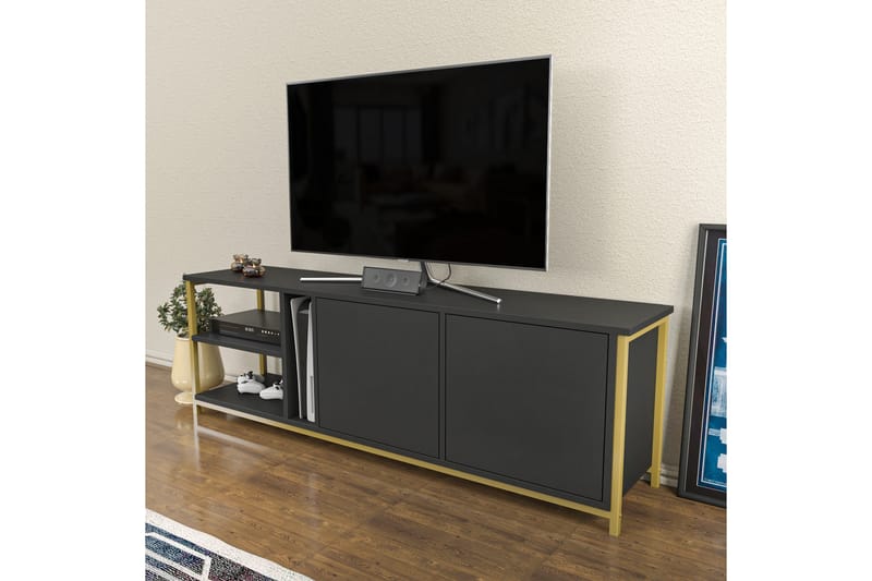 OBURUS Tv-bänk 160x50,8 cm Antracit - Möbler - Vardagsrum - Tv-möbler & mediamöbler - Tv-bänkar