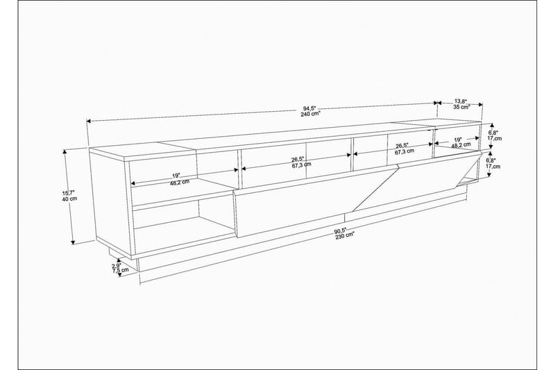 OBURUS Tv-bänk 240x47,4 cm Vit - Möbler - Vardagsrum - Tv-möbler & mediamöbler - Tv-bänkar