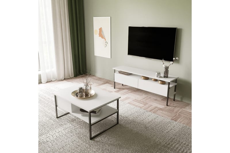 ONIOBURG Tv-bänk 140 cm Vit - Möbler - Vardagsrum - Tv-möbler & mediamöbler - Tv-bänkar