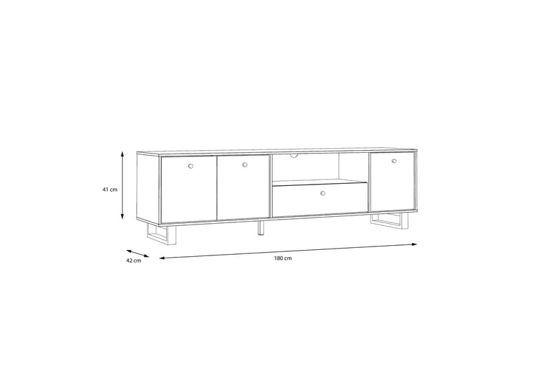 PLEASANTVILLE Tv-bänk 180 cm Brun/Svart - Möbler - Vardagsrum - Tv-möbler & mediamöbler - Tv-bänkar