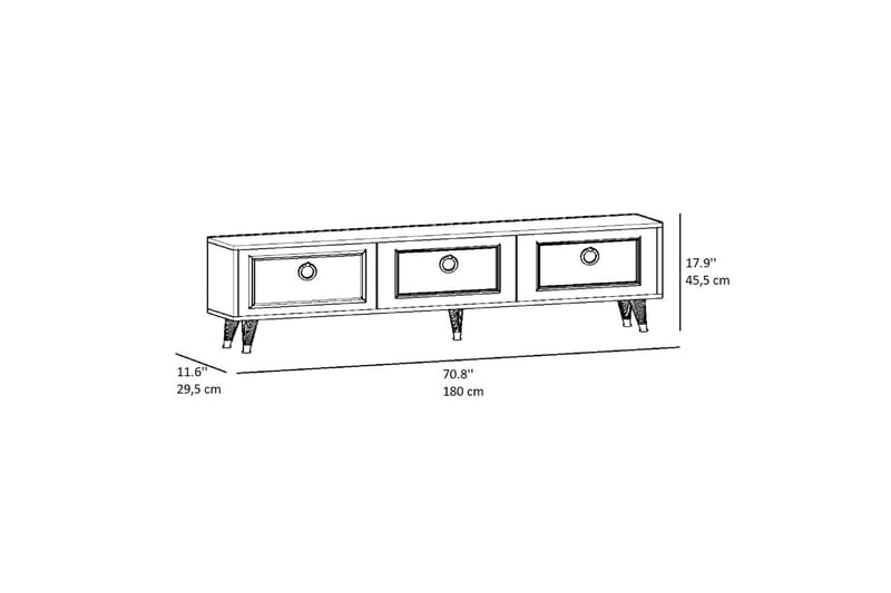 Rame Tv-bänk 180 cm Guld/Vit - Möbler - Vardagsrum - Tv-möbler & mediamöbler - Tv-bänkar