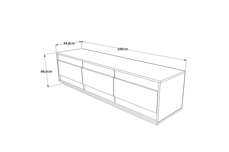 ROLAN Tv-bänk 180 cm 3 Skåp Vit/Natur - Möbler - Vardagsrum - Tv-möbler & mediamöbler - Tv-bänkar