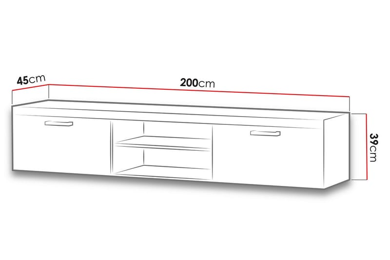 SAMBA TV-bänk 200x45x39 cm - Beige/Grå/Vit - Möbler - Vardagsrum - Tv-möbler & mediamöbler - Tv-bänkar