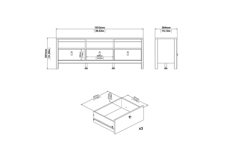 STOLFERS Tv-bänk 151 cm Vit/Natur - Möbler - Vardagsrum - Tv-möbler & mediamöbler - Tv-bänkar