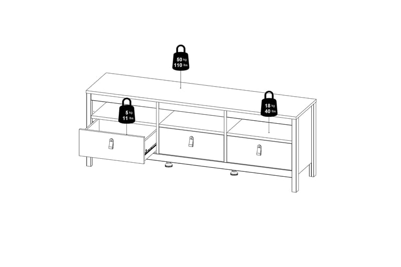 STOLFERS Tv-bänk 151 cm Vit/Natur - Möbler - Vardagsrum - Tv-möbler & mediamöbler - Tv-bänkar