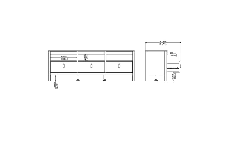 STOLFERS Tv-bänk 151 cm Vit/Natur - Möbler - Vardagsrum - Tv-möbler & mediamöbler - Tv-bänkar