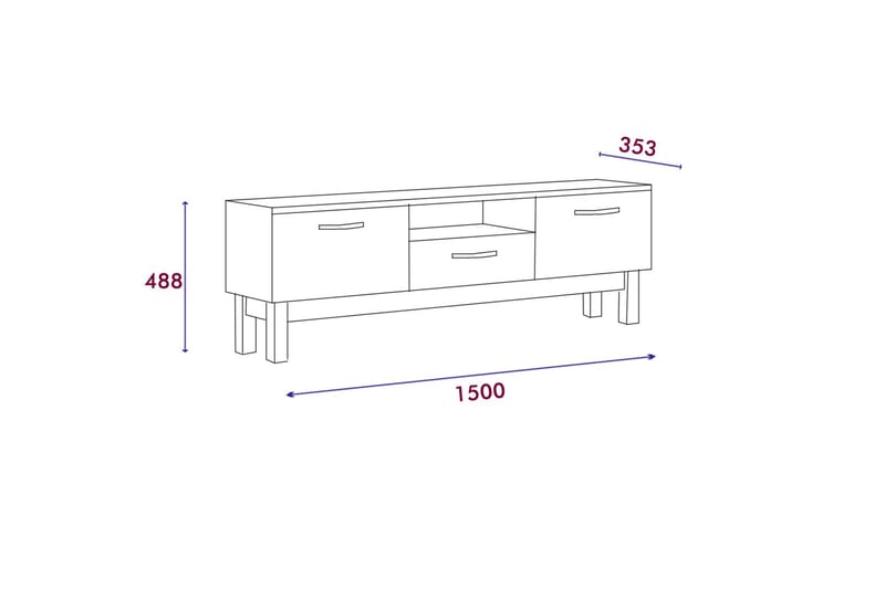 SUZI Tv-bänk 150x35,3 cm Vit - Möbler - Vardagsrum - Tv-möbler & mediamöbler - Tv-bänkar