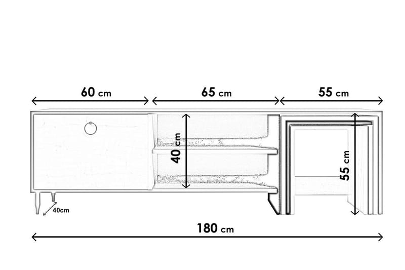 TOPLITA Tv-bänk 180 cm Natur/Vit - Möbler - Vardagsrum - Tv-möbler & mediamöbler - Tv-bänkar