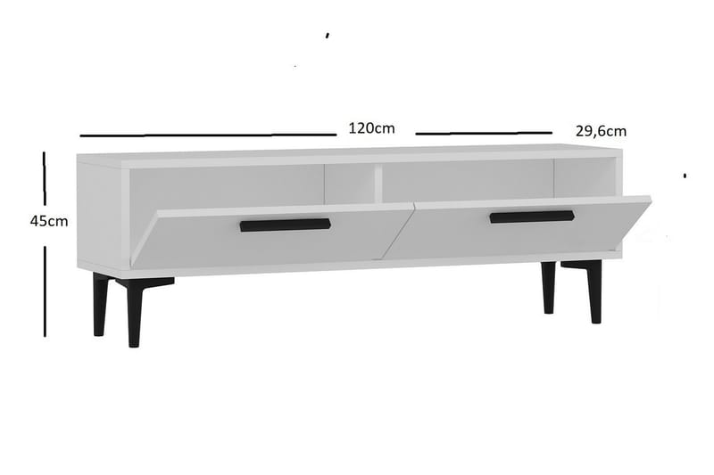 TV-BÄNK 120 cm 2 Skåp Vit/Svart - Möbler - Vardagsrum - Tv-möbler & mediamöbler - Tv-bänkar