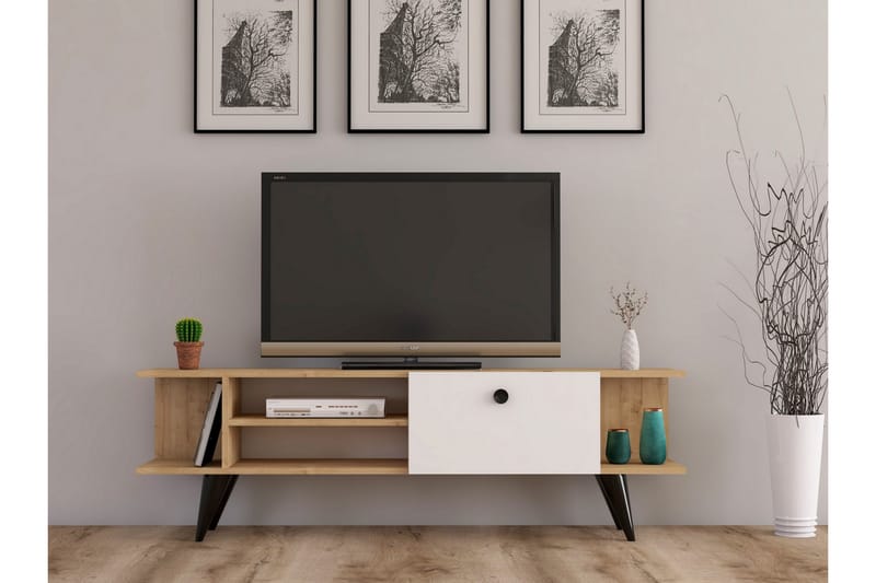 TV-BÄNK 120 cm Natur/Vit - Möbler - Vardagsrum - Tv-möbler & mediamöbler - Tv-bänkar