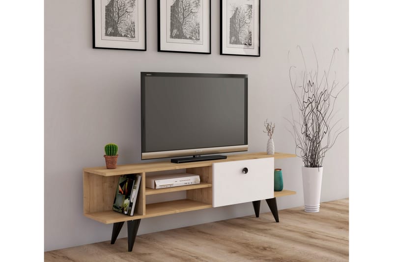 TV-BÄNK 120 cm Natur/Vit - Möbler - Vardagsrum - Tv-möbler & mediamöbler - Tv-bänkar