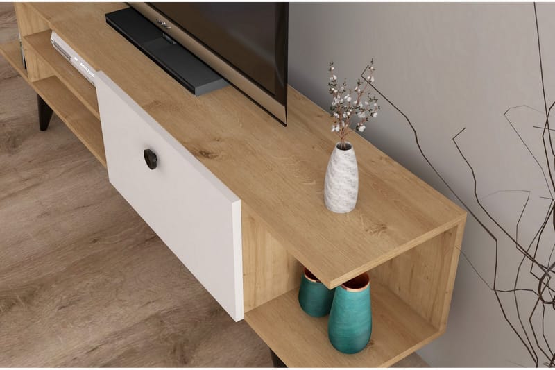 TV-BÄNK 120 cm Natur/Vit - Möbler - Vardagsrum - Tv-möbler & mediamöbler - Tv-bänkar