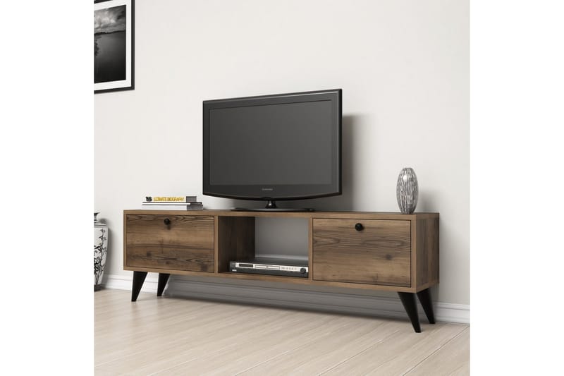 TV-BÄNK 138 cm Valnöt/Svart - Möbler - Vardagsrum - Tv-möbler & mediamöbler - Tv-bänkar