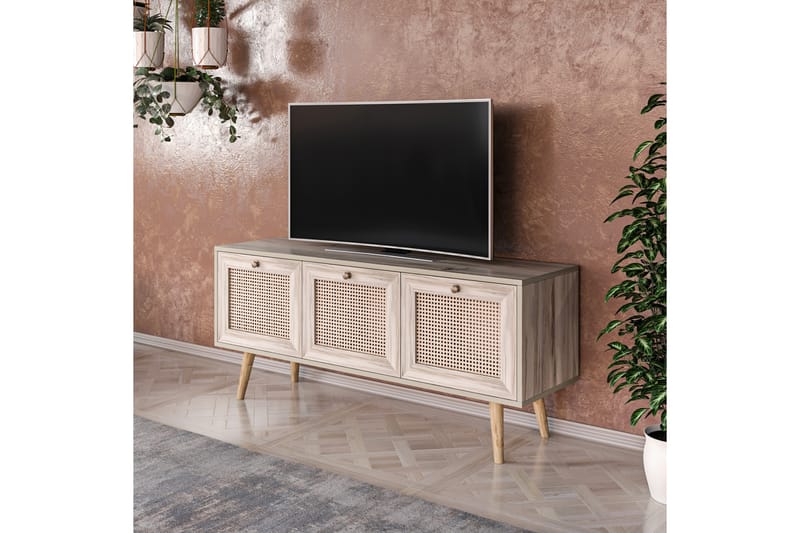 TV-BÄNK 140 cm 3 Skåp Sand/Natur - Möbler - Vardagsrum - Tv-möbler & mediamöbler - Tv-bänkar