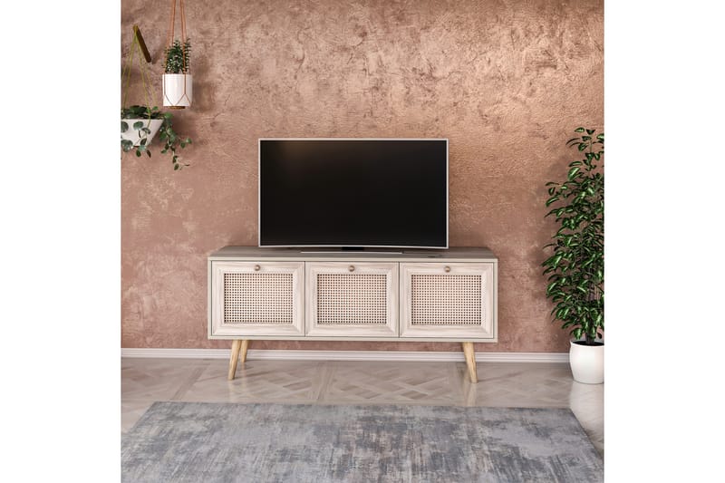 TV-BÄNK 140 cm 3 Skåp Sand/Natur - Möbler - Vardagsrum - Tv-möbler & mediamöbler - Tv-bänkar