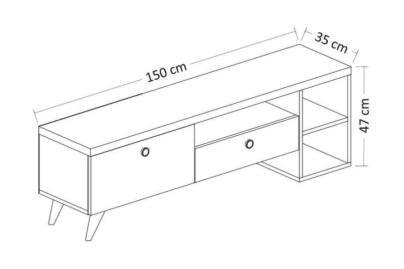 TV-BÄNK 150 cm 2 Skåp Svart/Natur - Möbler - Vardagsrum - Tv-möbler & mediamöbler - Tv-bänkar