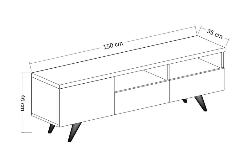 TV-BÄNK 150 cm 3 Skåp Natur/Vit - Möbler - Vardagsrum - Tv-möbler & mediamöbler - Tv-bänkar