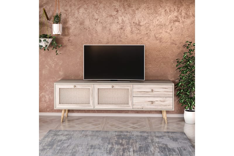 TV-BÄNK 180 cm 4 Skåp Sand/Natur - Möbler - Vardagsrum - Tv-möbler & mediamöbler - Tv-bänkar