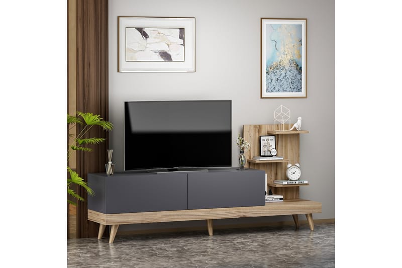 TV-BÄNK 180 cm Antracit/Valnöt - Möbler - Vardagsrum - Tv-möbler & mediamöbler - Tv-bänkar