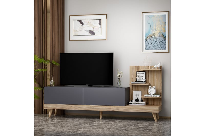 TV-BÄNK 180 cm Antracit/Valnöt - Möbler - Vardagsrum - Tv-möbler & mediamöbler - Tv-bänkar