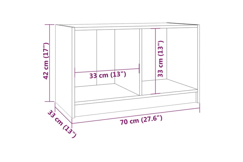 TV-bänk 70x33x42 cm massiv furu - Brun - Möbler - Vardagsrum - Tv-möbler & mediamöbler - Tv-bänkar