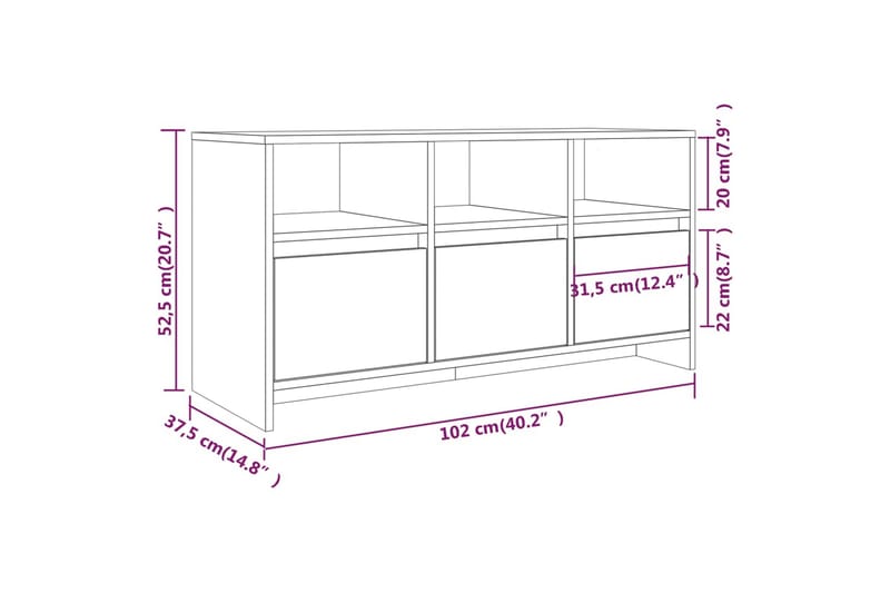 TV-bänk betonggrå 102x37,5x52,5 cm spånskiva - Grå - Möbler - Vardagsrum - Tv-möbler & mediamöbler - Tv-bänkar