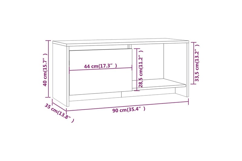 TV-bänk betonggrå 90x35x40 cm spånskiva - Grå - Möbler - Vardagsrum - Tv-möbler & mediamöbler - Tv-bänkar