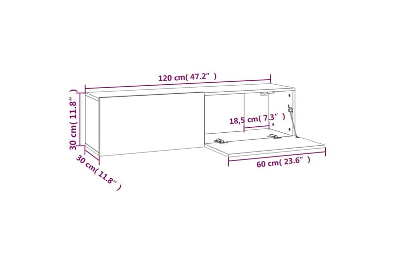 TV-bänk för vägg brun ek 120x30x30 cm konstruerat trä - Brun - Möbler - Vardagsrum - Tv-möbler & mediamöbler - Tv-bänkar