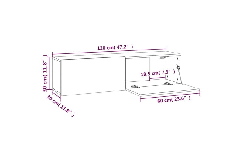 TV-bänk för vägg grå sonoma 120x30x30 cm konstruerat trä - Grå - Möbler - Vardagsrum - Tv-möbler & mediamöbler - Tv-bänkar