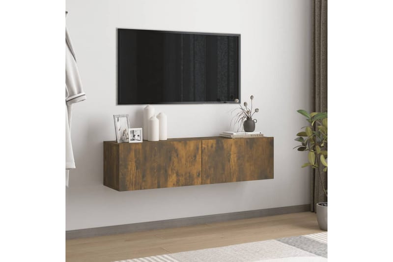 Tv-bänk för vägg rökfärgad ek 120x30x30 cm konstruerat trä - Brun - Möbler - Vardagsrum - Tv-möbler & mediamöbler - Tv-bänkar