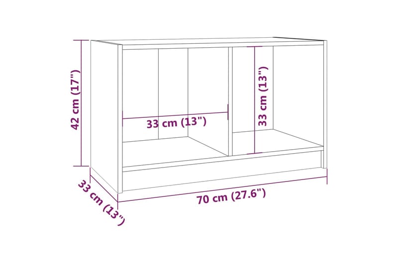 TV-bänk grå 70x33x42 cm massiv furu - Grå - Möbler - Vardagsrum - Tv-möbler & mediamöbler - Tv-bänkar