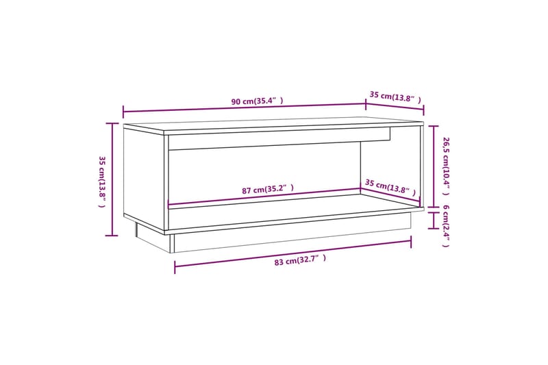 Tv-bänk grå 90x35x35 cm massiv furu - Grå - Möbler - Vardagsrum - Tv-möbler & mediamöbler - Tv-bänkar