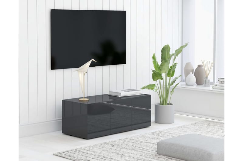 TV-bänk grå högglans 80x34x30 cm spånskiva - Grå - Möbler - Vardagsrum - Tv-möbler & mediamöbler - Tv-bänkar