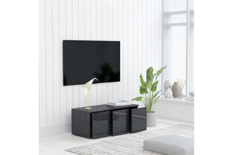 TV-bänk grå högglans 80x34x30 cm spånskiva - Grå - Möbler - Vardagsrum - Tv-möbler & mediamöbler - Tv-bänkar