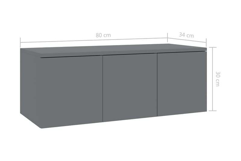 TV-bänk grå högglans 80x34x30 cm spånskiva - Grå - Möbler - Vardagsrum - Tv-möbler & mediamöbler - Tv-bänkar