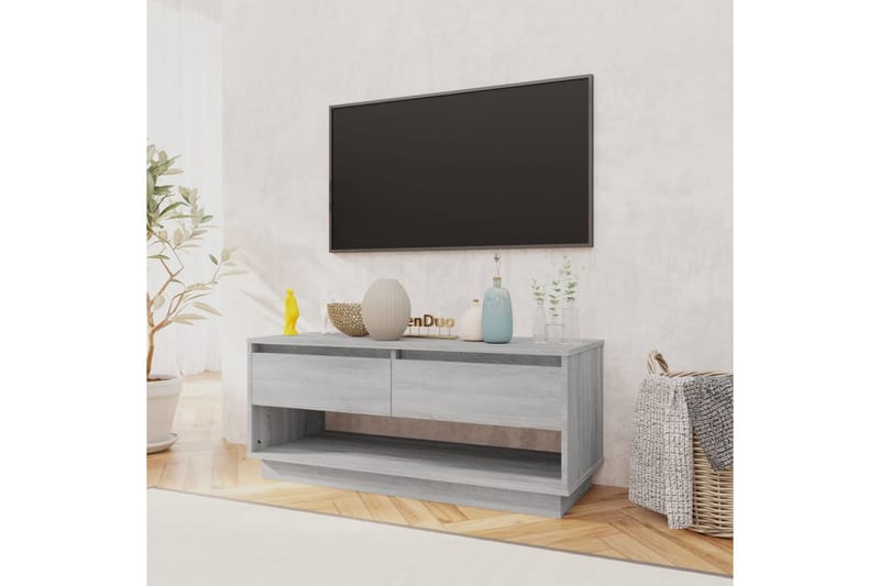 TV-bänk grå sonoma-ek 102x41x44 cm spånskiva - Grå - Möbler - Vardagsrum - Tv-möbler & mediamöbler - Tv-bänkar