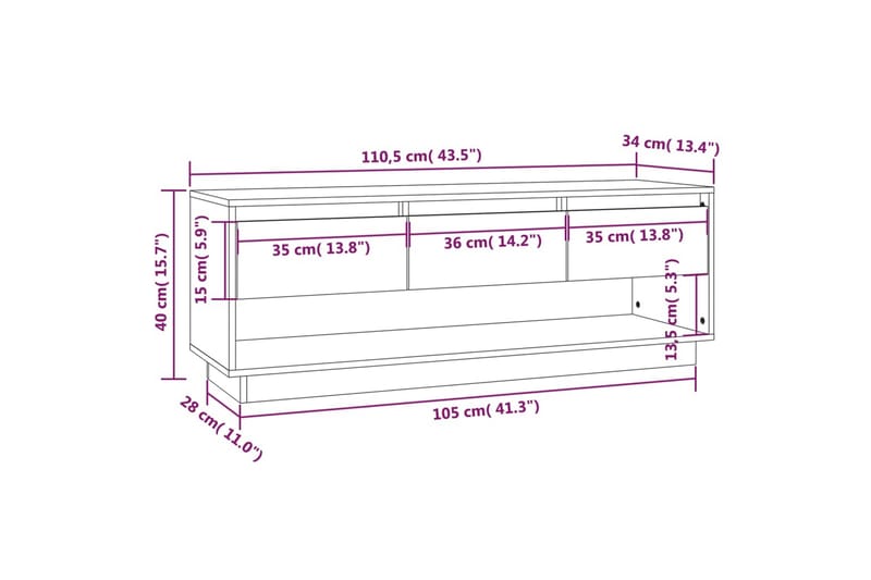 Tv-bänk honungsbrun 110,5x34x40 cm massiv furu - Brun - Möbler - Vardagsrum - Tv-möbler & mediamöbler - Tv-bänkar