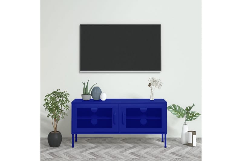 Tv-bänk marinblå 105x35x50 cm stål - Blå - Möbler - Vardagsrum - Tv-möbler & mediamöbler - Tv-bänkar