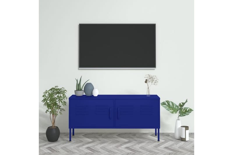 Tv-bänk marinblå 105x35x50 cm stål - Blå - Möbler - Vardagsrum - Tv-möbler & mediamöbler - Tv-bänkar