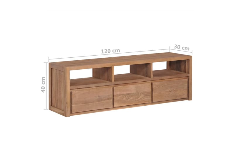 TV-bänk massiv teak med naturlig finish 120x30x40 cm - Brun - Möbler - Vardagsrum - Tv-möbler & mediamöbler - Tv-bänkar