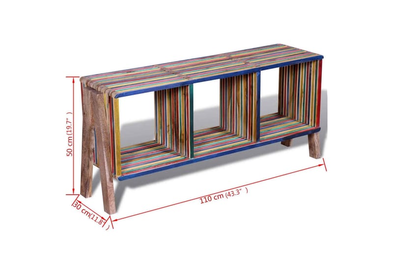 TV bänk med 3 hyllor i färgglad återvunnen teak stapelbar de - Flerfärgad - Möbler - Vardagsrum - Tv-möbler & mediamöbler - Tv-bänkar