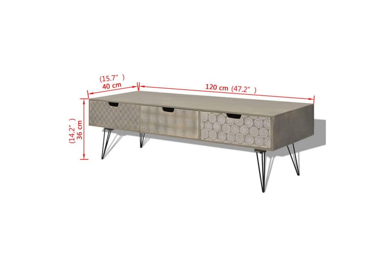 TV-bänk med 3 lådor 120x40x36 cm grå - Grå - Möbler - Vardagsrum - Tv-möbler & mediamöbler - Tv-bänkar