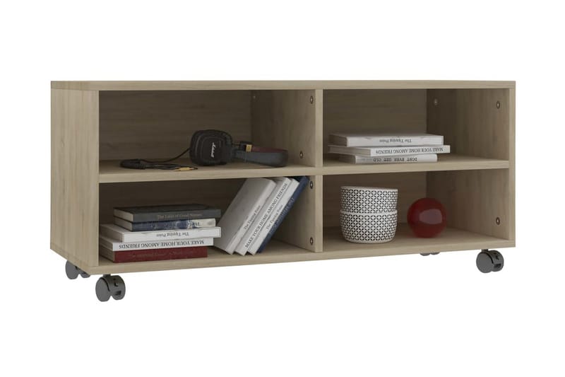 TV-bänk med hjul sonoma ek 90x35x35 cm spånskiva - Brun - Möbler - Vardagsrum - Tv-möbler & mediamöbler - Tv-bänkar