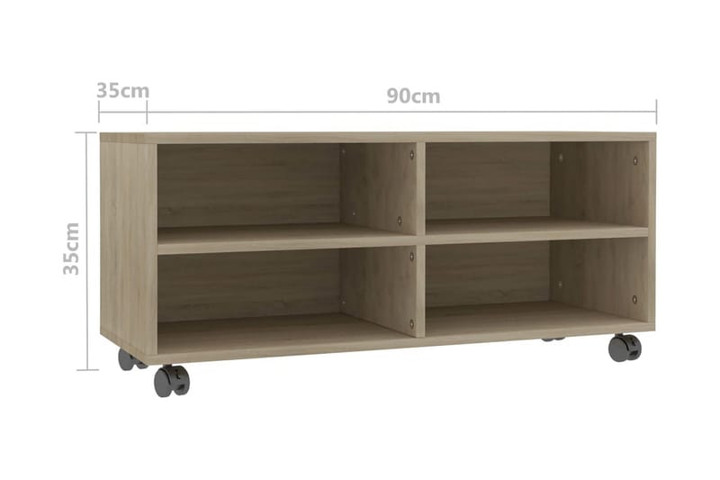 TV-bänk med hjul sonoma ek 90x35x35 cm spånskiva - Brun - Möbler - Vardagsrum - Tv-möbler & mediamöbler - Tv-bänkar