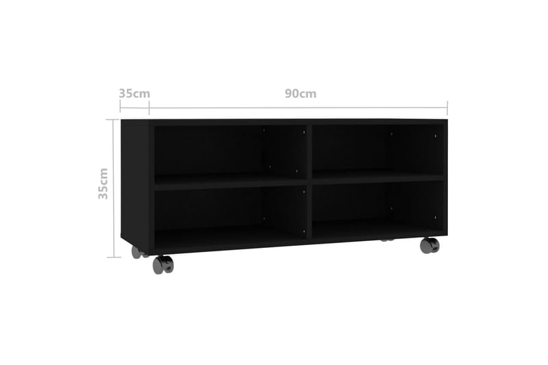 TV-bänk med hjul svart 90x35x35 cm spånskiva - Svart - Möbler - Vardagsrum - Tv-möbler & mediamöbler - Tv-bänkar