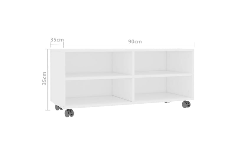 TV-bänk med hjul vit 90x35x35 cm spånskiva - Vit - Möbler - Vardagsrum - Tv-möbler & mediamöbler - Tv-bänkar