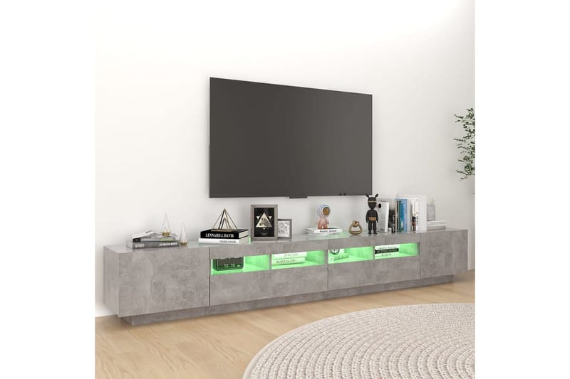 TV-bänk med LED-belysning betonggrå 260x35x40 cm - Grå - Möbler - Vardagsrum - Tv-möbler & mediamöbler - Tv-bänkar