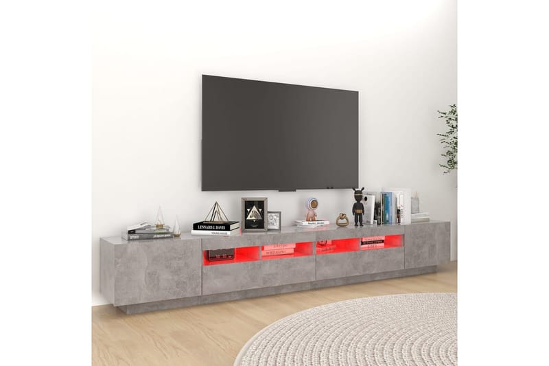 TV-bänk med LED-belysning betonggrå 260x35x40 cm - Grå - Möbler - Vardagsrum - Tv-möbler & mediamöbler - Tv-bänkar